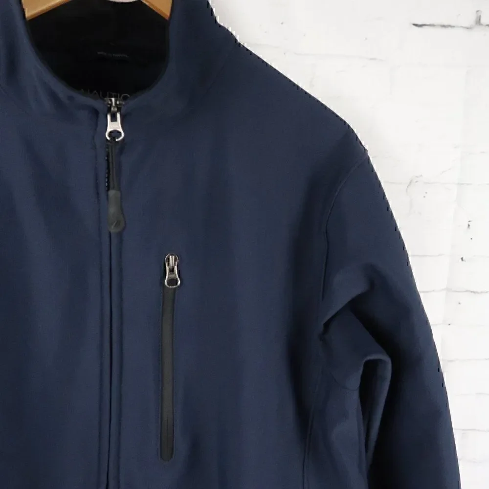 NAUTICA BLUE DOUBLE ZIP FLEECE LINED WINDBREAKER JACKET SIZE SMALL